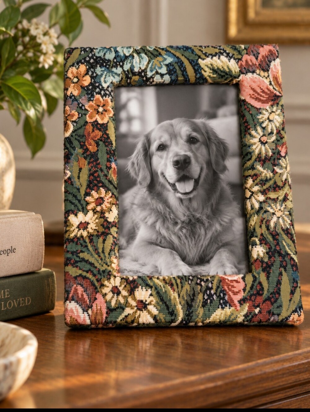 Vintage Floral Tapestry Picture Frame